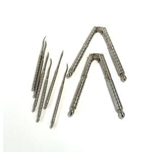 2 Vintage Nutcracker HMO steel tools with 6 Picks Silver Retro